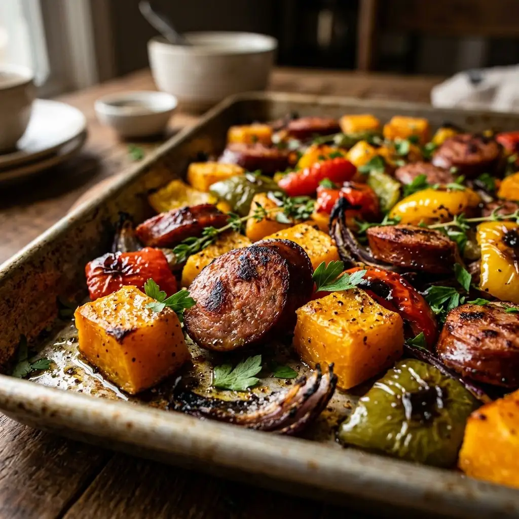 Summer Bites: Sheet Pan Sausage and Veggie Bake